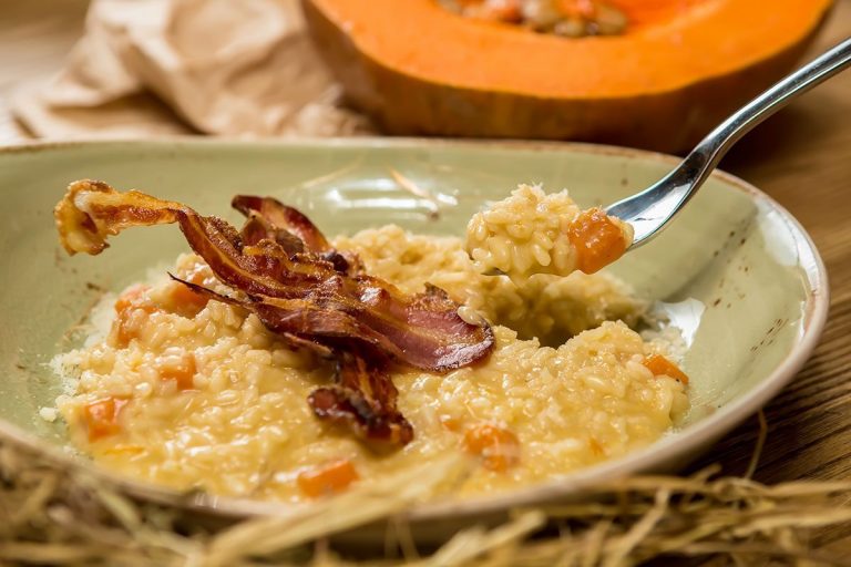 Risotto alla zucca con pancetta croccante