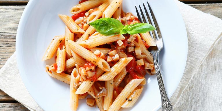 Penne rigate di riso Bio con pancetta